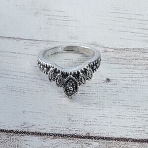 Ornate Silver Tone Ring - VERY SMALL - Size 2